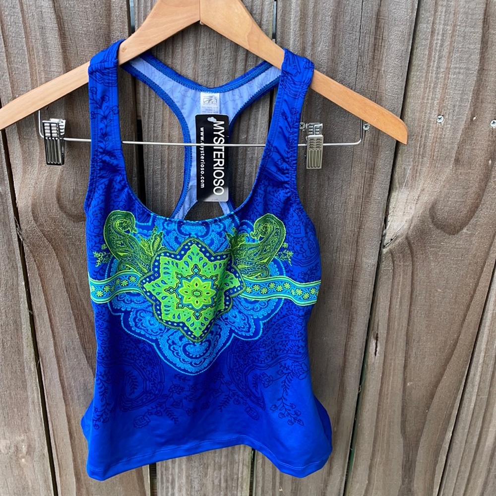 Mysterioso Tankini Top Sz Medium Blue New